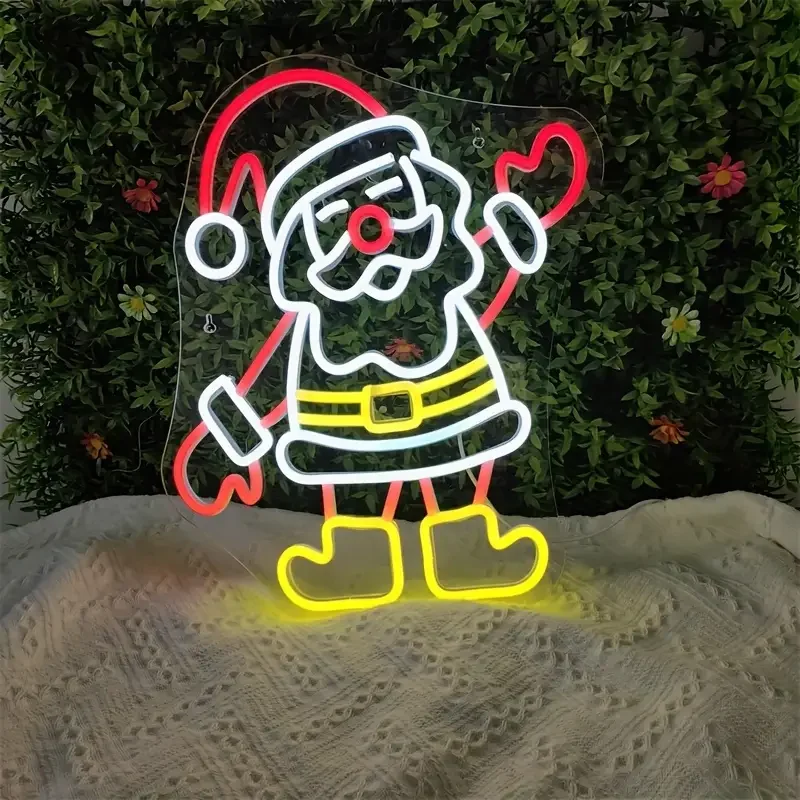 Santa Claus Neon Sign USB Powered Wall Hanging Switch Control Multipurpose No Battery Festive Holiday Decorative Lighting