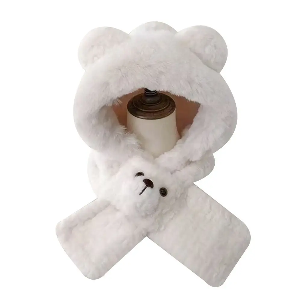 Fashion Plush Winter Integrated Cap Scarf Windproof Thickened Ear Protection Hat Warm Soft Neck Warmer Outdoor