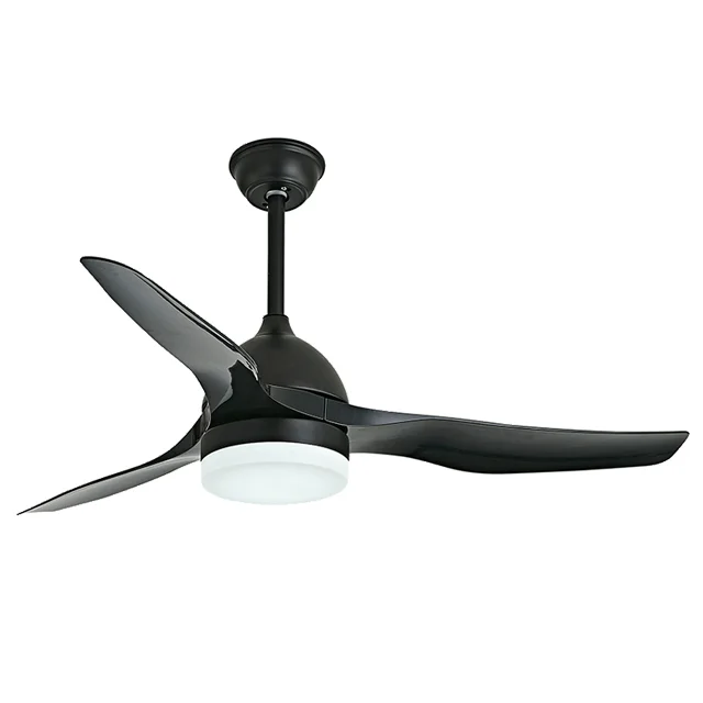 

Modern 52-Inch DC AC Motor Remote Control LED Ceiling Fan with Light ABS 3 Blades White Black for Hotels and Households
