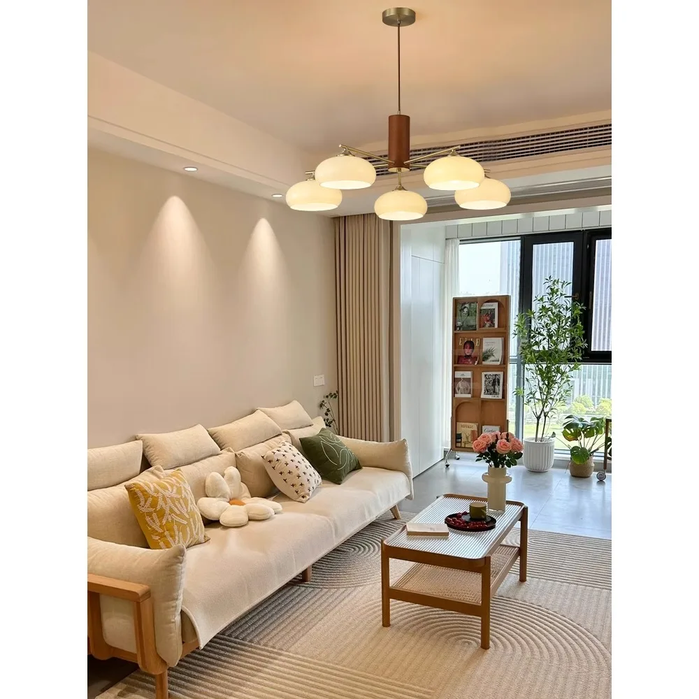 

/All copper living room chandelier glass dining room chandelier simple log wind bedroom persimmon lamp