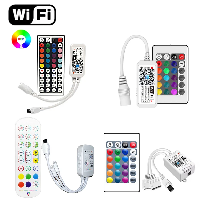 12V 4Pin WiFi Smart Rgb Controller With IR Remote Voice Smartphone APP Control DC12V For 2835 5050 RGB LED Strip Light