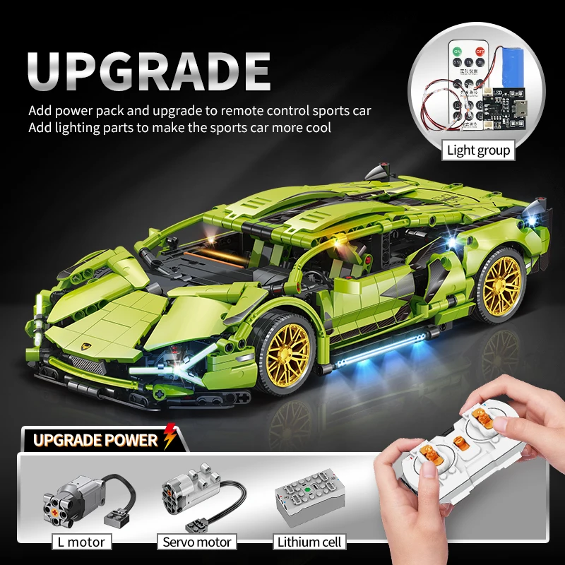 1:14 Technical Racing Sport Car 42115 Model Building Blocks City Mechanical Speed Vehicle Supercar Brick Toys Kid Adult Gift