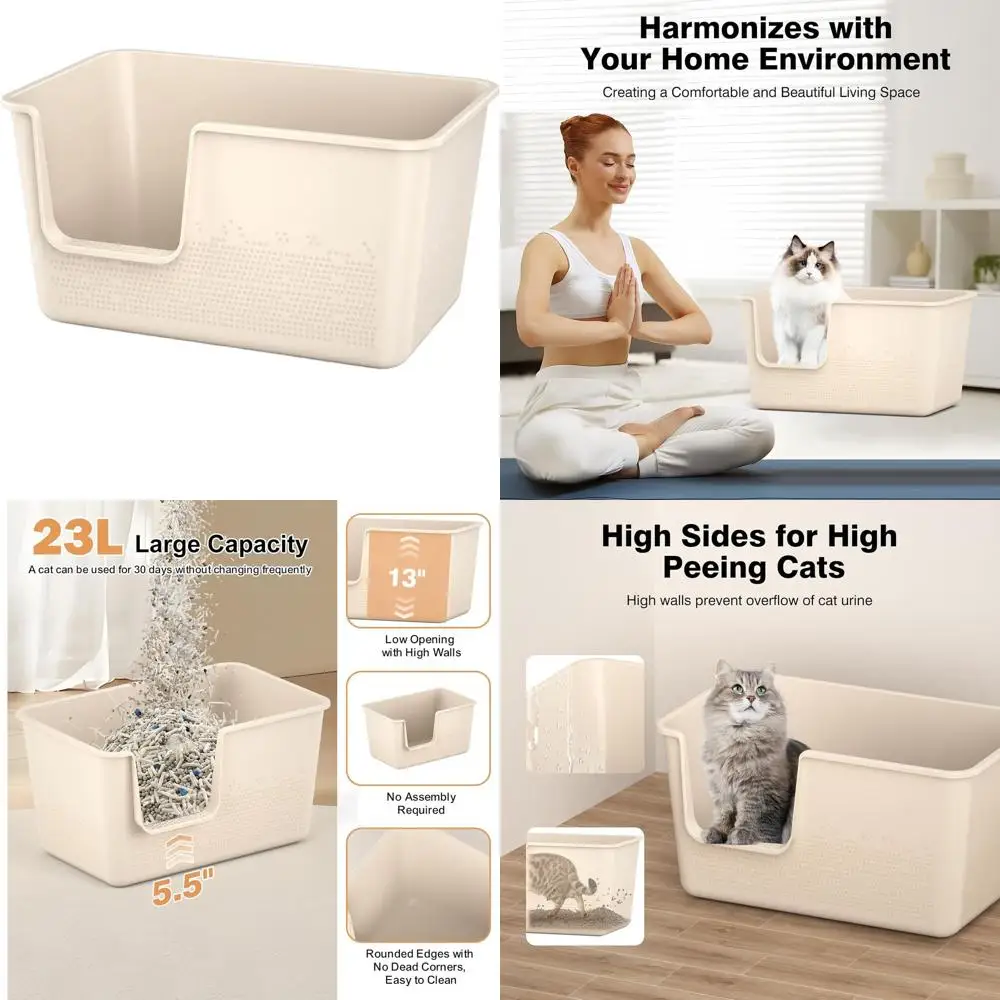 

Очень большой лоток для кошек Jumbo - 24,8 длина x 11,4 ширина x 13,0 высота, подходит для крупных кошек, простая сборка, бежевый цвет