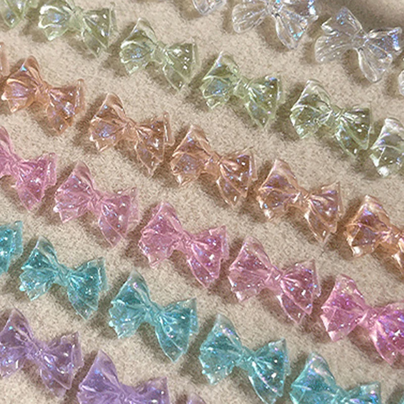女性用3Dアイスゼリーネイルチャーム,レジンジュエリー,リボン,ラインストーン,マニキュアデコレーション,日曜大工サロン,10個