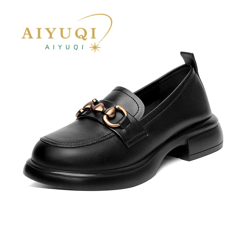 AIYUQI Loafers Female Genuine Leather 2024 Spring New Platform Women\'s Shoes British Style One Foot Loafers Women