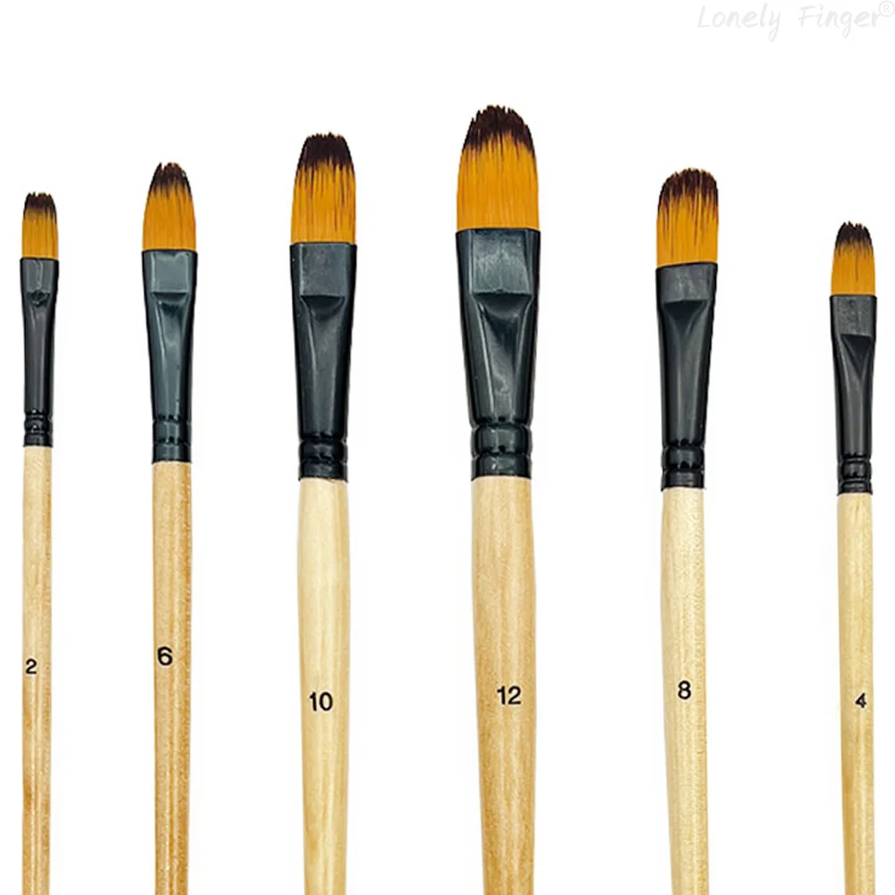 Artists Filbert Paint Brushes Set,6pcs Paint Brush Set for Watercolor Oil Acrylic Crafts Rock & Face Painting