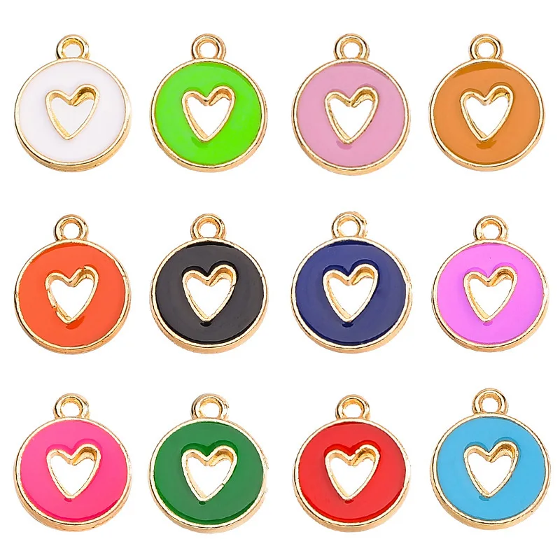 WZNB 20pcs Oil Dripping  Love Charms Alloy  Peach Heart Tag Pendant for Jewelry Making Earrings  Bracelets Decorative Pendants