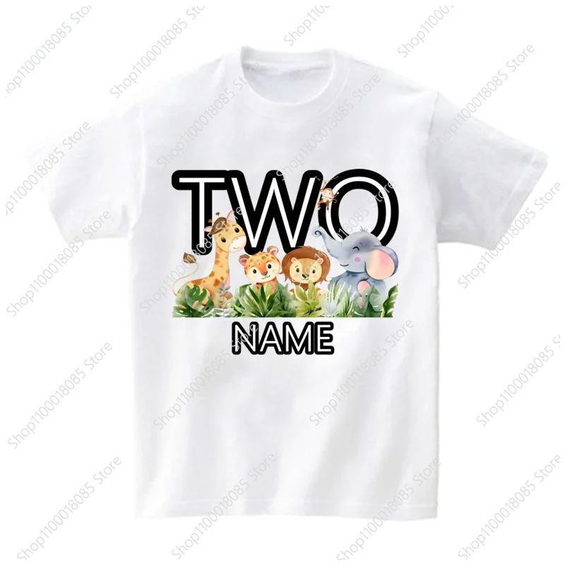 Kids 2 3 4 5 6 Animal Birthday Party Tshirt Matching Family Outfits Boy Shirt Party Girls TShirt Children Outfit Custom Name