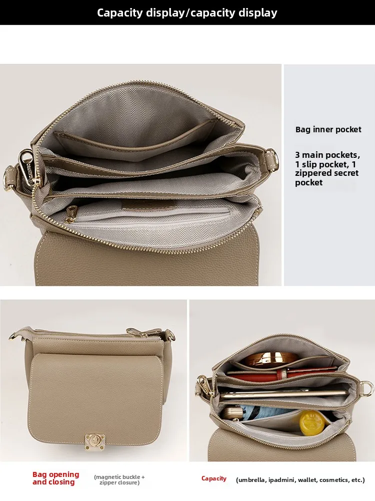 

Faionable Large Capaci Women's Handbag 2025 New Sle Cowhide Leather Crossbody Bag Underarm Single oulder Mom Bag