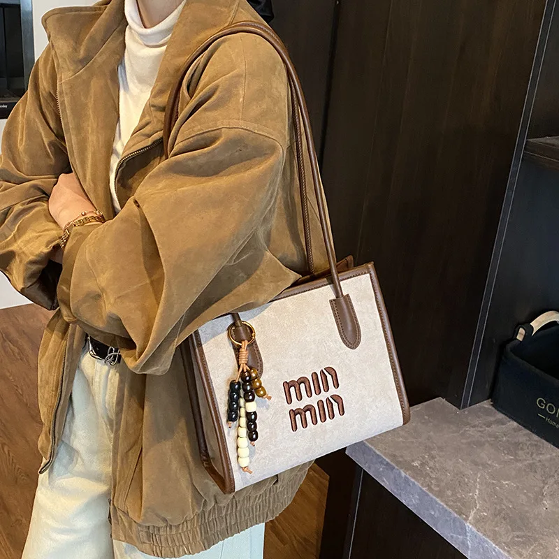 

Новая женская сумка-тоут с цветными блоками, большая вместительная сумка на плечо с верхней ручкой, текстурированная кожаная сумка через плечо для офиса