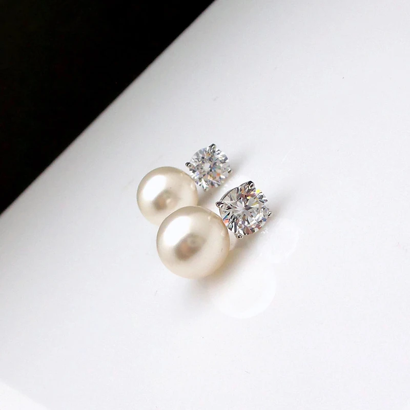 Huitan Eternity Simulated Pearl Stud Earrings for Women Simple Elegant Design Bride Engagement Wedding Earrings Classic Jewelry