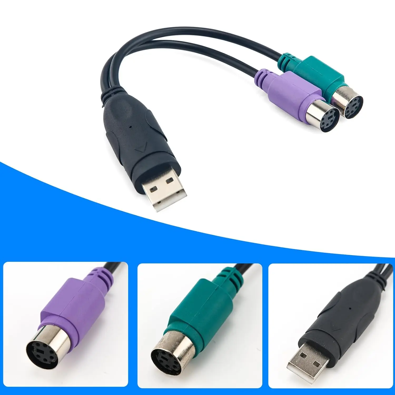 USB Male To 6Pin PS2 for PS/2 Female Extension Cable Y Splitter Adapter Connector Conversion Cable for Keyboard Mouse Scanner