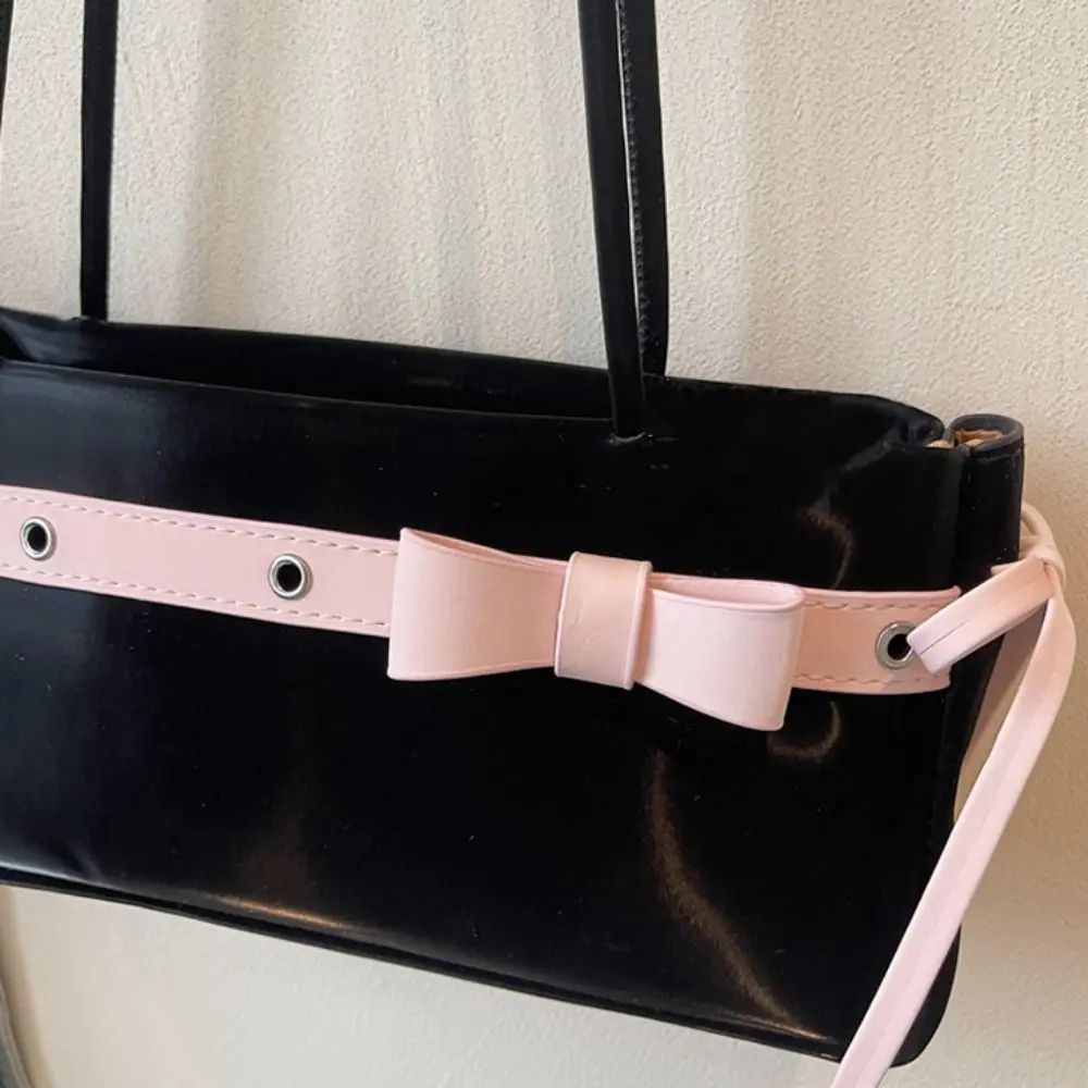 حقيبة يد كاجوال على شكل عصا فرنسية حلوة بشريط على شكل فيونكة ذات سعة كبيرة حقيبة كتف على الطراز الكوري حقيبة إبط فرنسية يوميًا #6