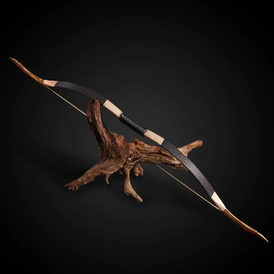 TOPARCHERY Black Hunter Traditioneller Recurvebogen 53'' Bogenschießen Jagd Handgefertigter Pferdebogen Langbogen 30-50 lbs