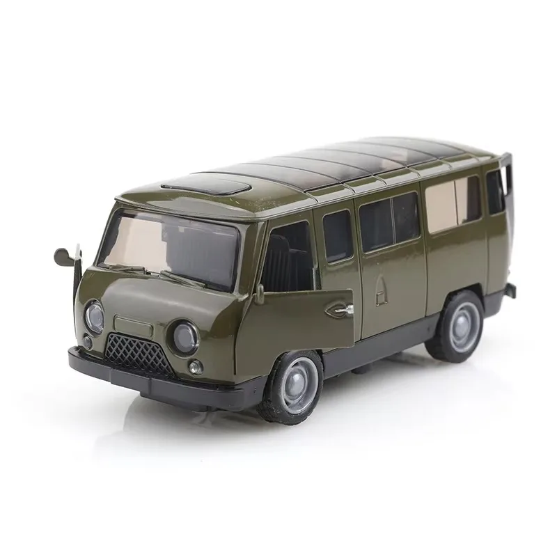 1/36 Scale Replica UAZ-452 Three-Door Vintage Pullback Van, Die-Cast Metal, Boy's Toy, Self-Developed Simulation.