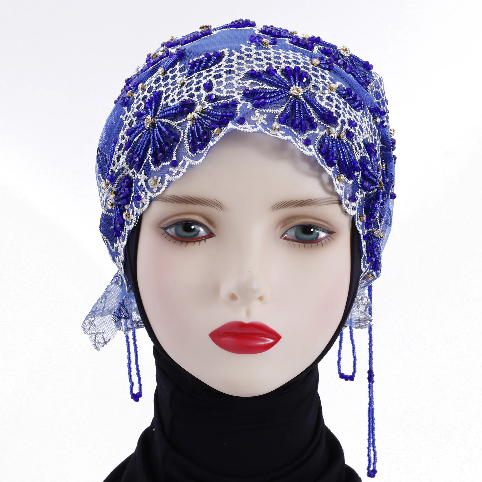 

Luxury Tassel Beads Underscarf Women Muslim Hijab Wedding Party Headscarf Beanies Bonnet Ninja Inner Hat Chemo Cap Headwear New