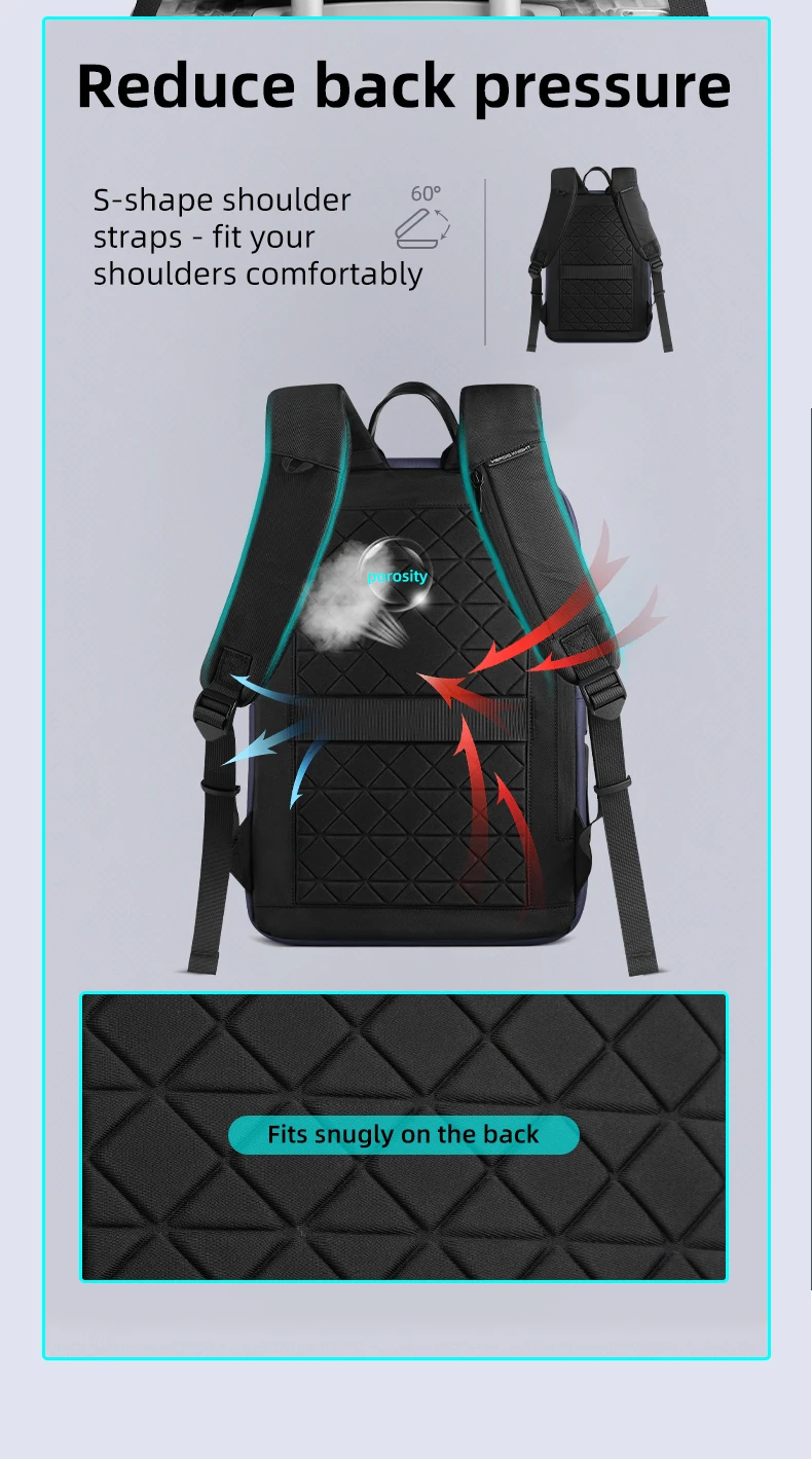 Heroic Knight Minimalistischer Herren-Reiserucksack mit Großer Kapazität, 15,6 Zoll Laptop-Tasche, Wasserdichter Business-College-Rucksack – Detail 13