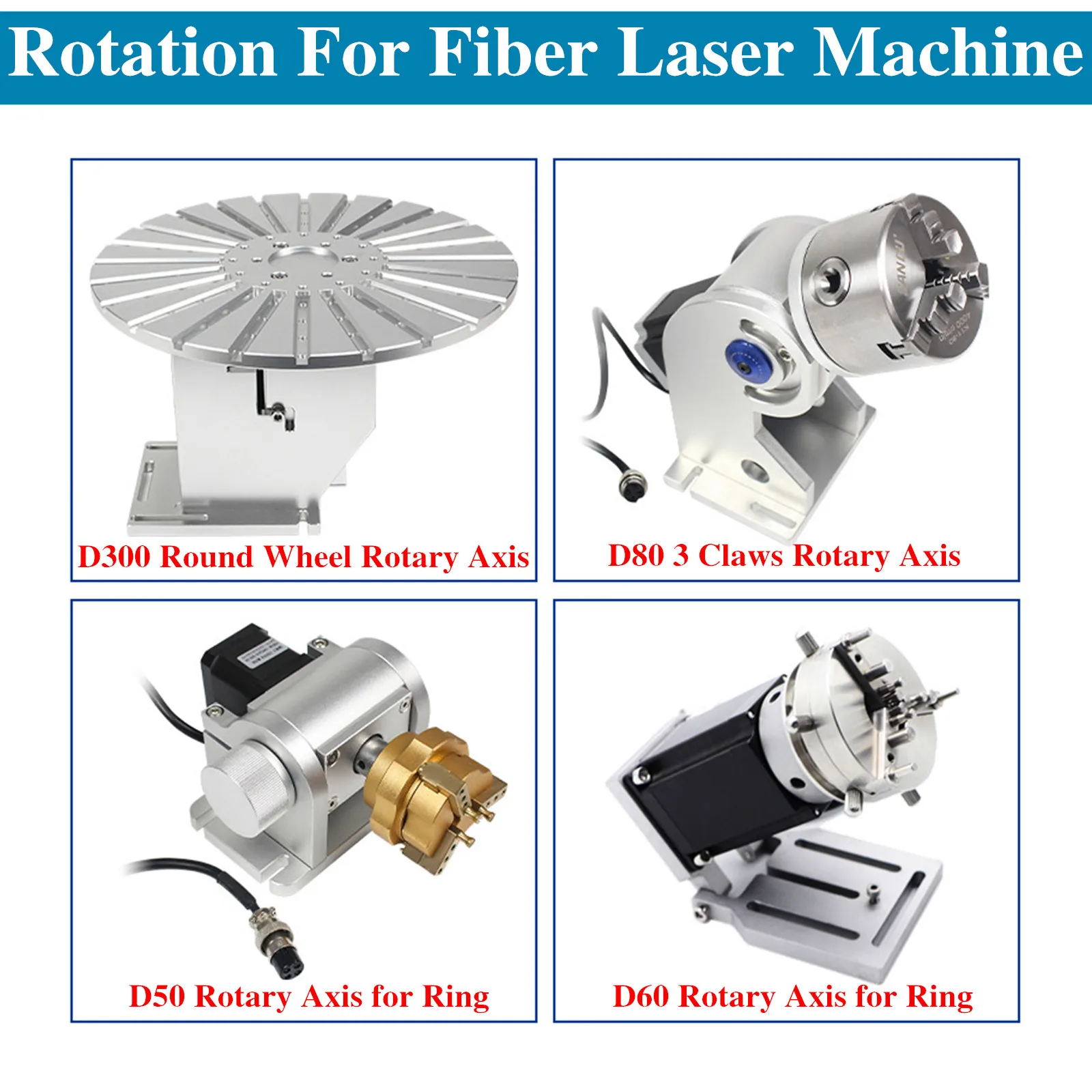 【EU Stock】D50 D60 D80 D300 Ring Jewelry Rotation Pen Rotary Axis C axis Clamp Fixture Mount For Fiber Laser Marking Machine