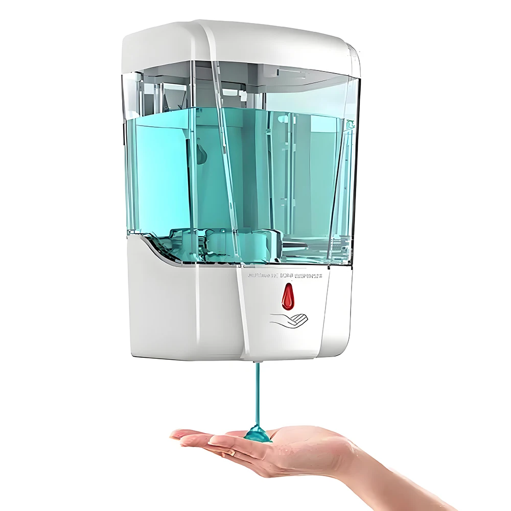 Dispensador automático de jabón sin contacto de 700ml, lavadora de manos con Sensor de batería de gran capacidad montada en la pared para baño y cocina