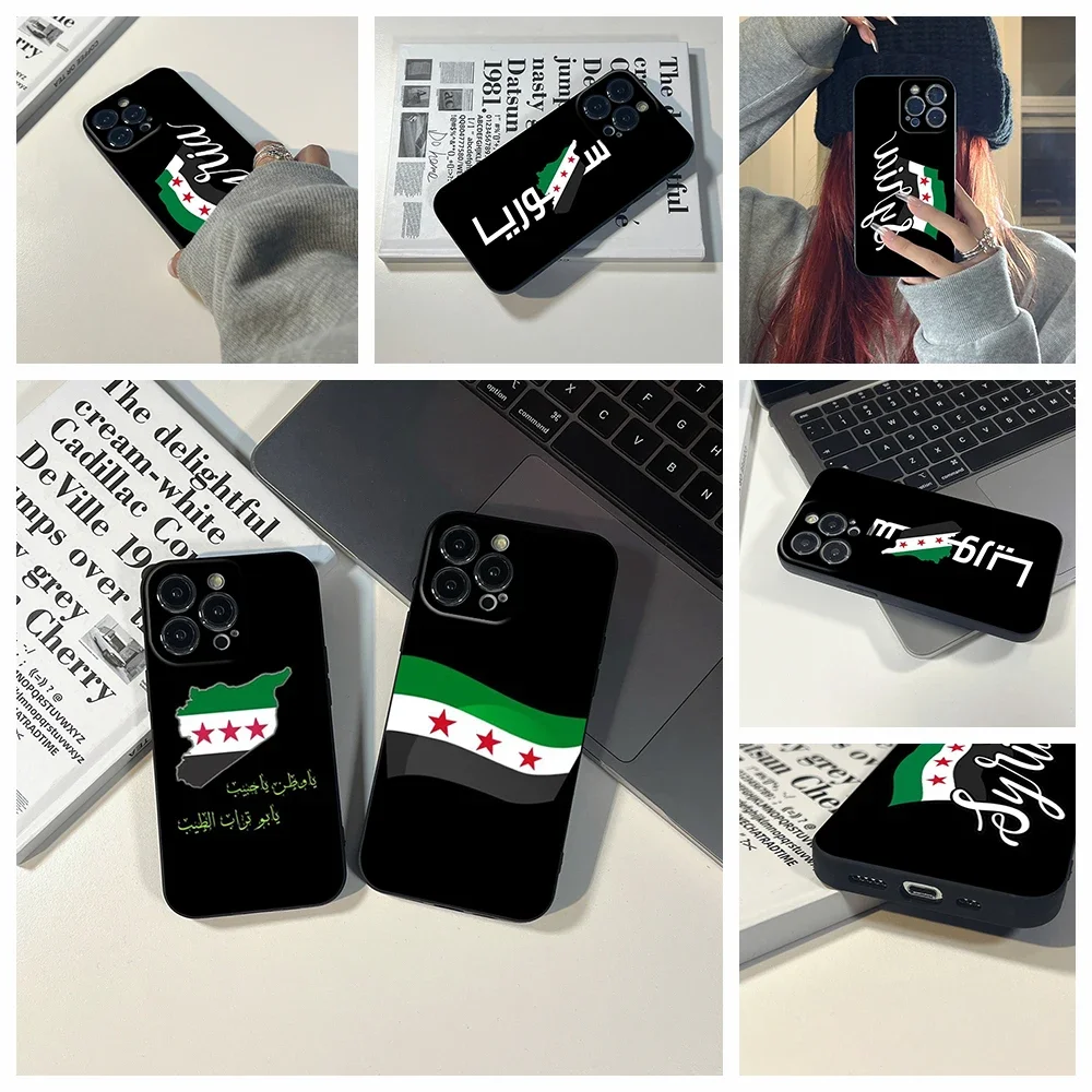 Fashion Trend Syrian Revolution Flag Phone Case For iphone 16pro 15promax 14pro 15Plus 13promax iphone 12 13MINI black Covers