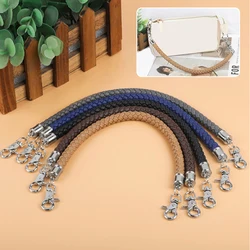 PU Leather Bag Handle 45cm Braided Rope Handles Handbag Shoulder Bag Strap DIY Detachable Accessories Silver Metal Hook Buckle