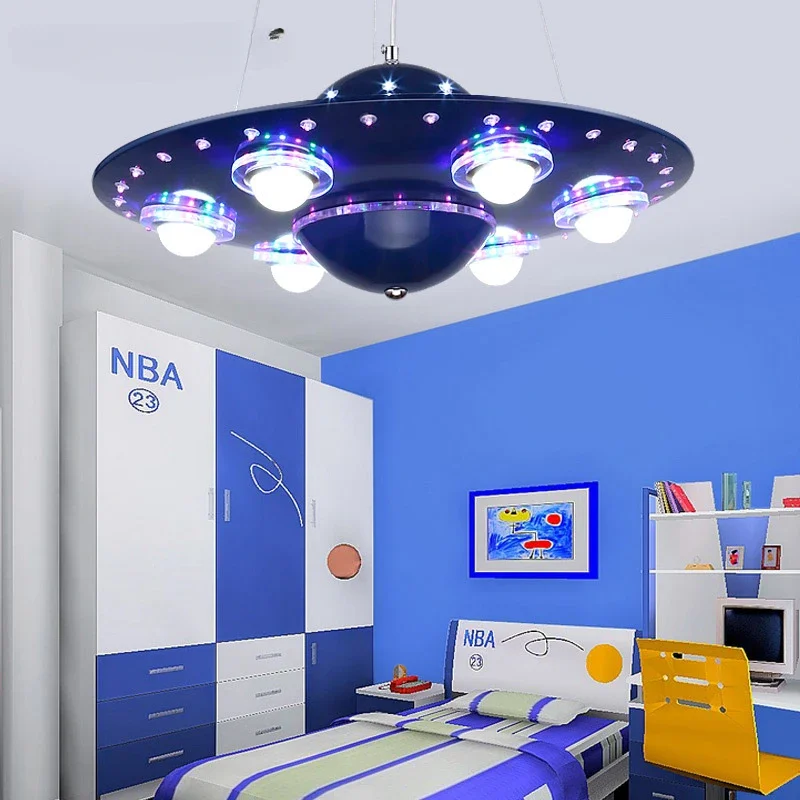 Piring terbang baru, lampu Led untuk ruang anak-anak, kamar tidur, lampu liontin kreatif seni Alien UFO