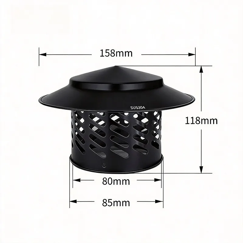 Conical Chimney Guard Stainless Steel Chimney Cap 304 Stainless Steel Construction Oversized Conical for top Design
