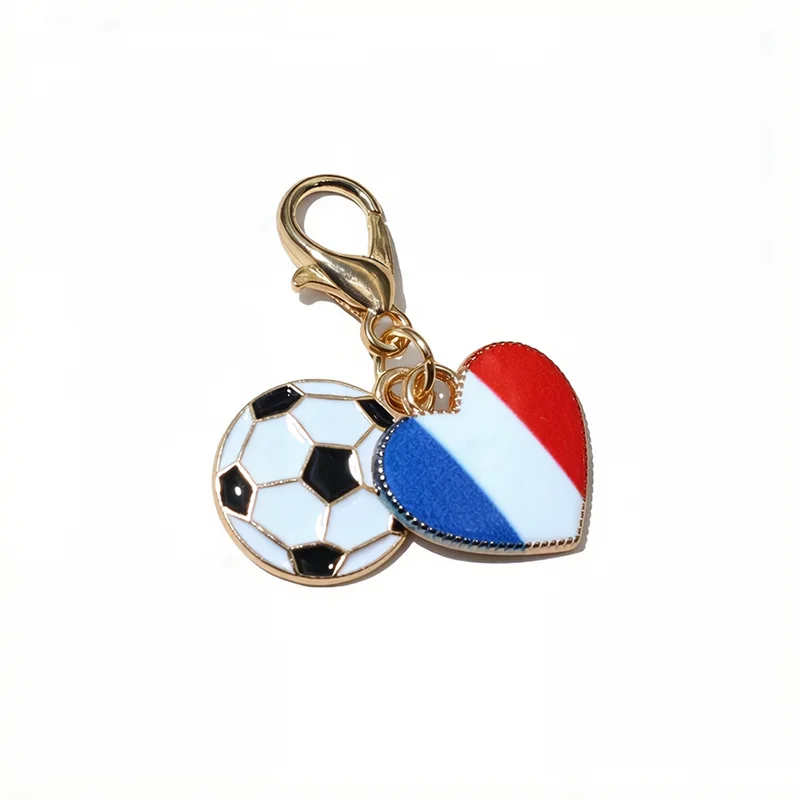 10pcs Enamel Football National Flags of Countries Heart Charms Pendant  with Lobster Clasp DIY Jewelry Making Accessories view 5