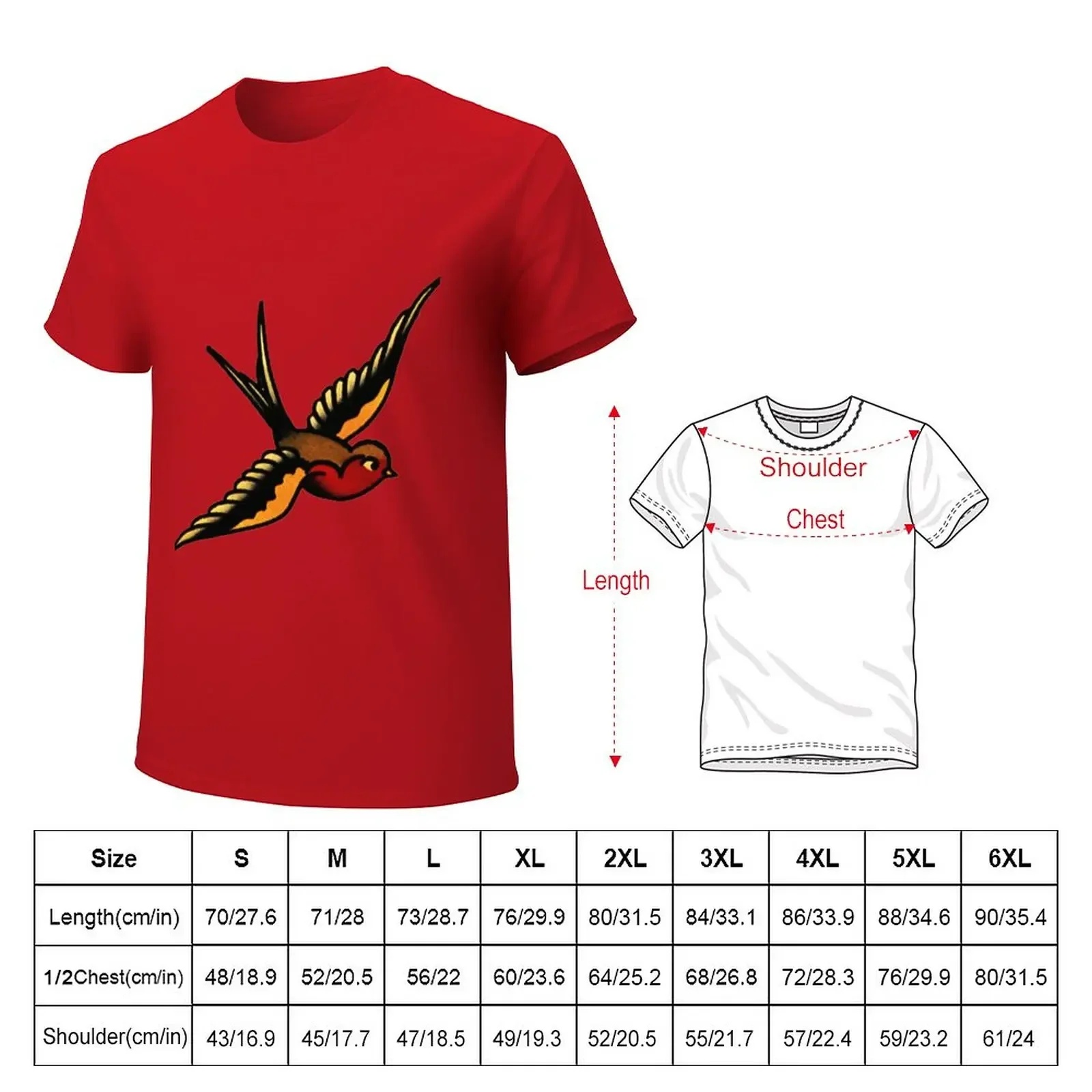 Swallow old schoool T-Shirt korean fashion customs design your own kawaii clothes mens workout shirts