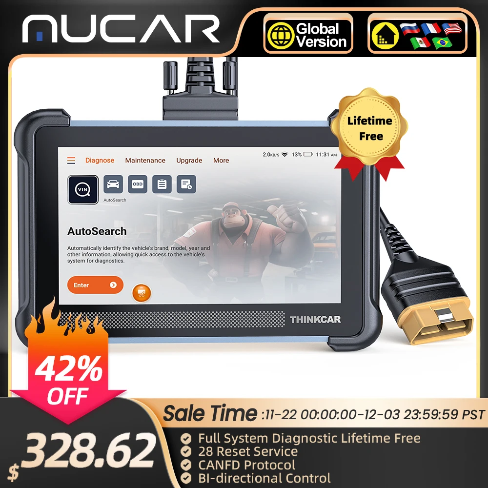 Thinkcar Thinkscan 672 OBD2 스캐너, 모든 시스템 진단 도구, 평생 무료 업데이트, 자동차 스캔 도구, 지지대 CANFD 활성 테스트 