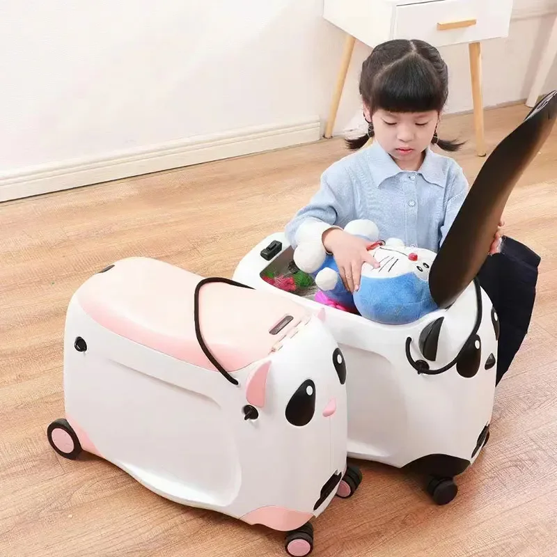 Children\'s trolley luggage, cartoon cute tide, walking baby can ride, children boarding luggage, stroller, lazy baby travel bag