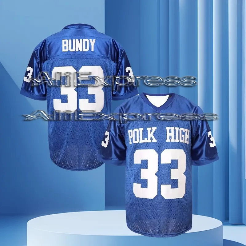 

Bundy Jersey Number 33 Polk High School Football Jersey Summer Women Men Casual Blue Football Jersey Oversized Sportwear moto