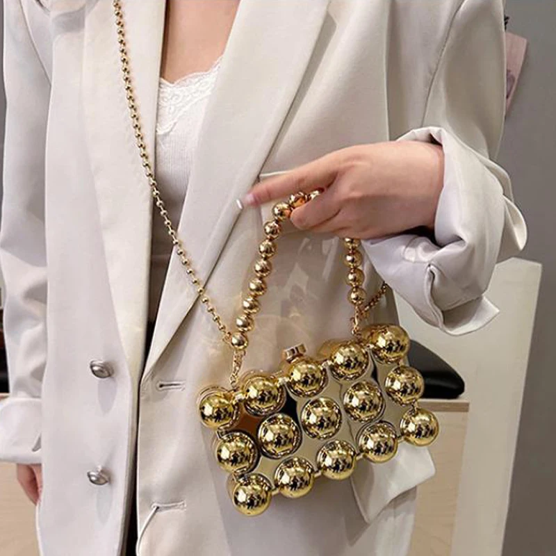 Women's Acrylic Square Clutch Handbag with Chain Top Handle Fashion Lady Glossy Bubble Evening Party Bag Shoulder Messenger Bag