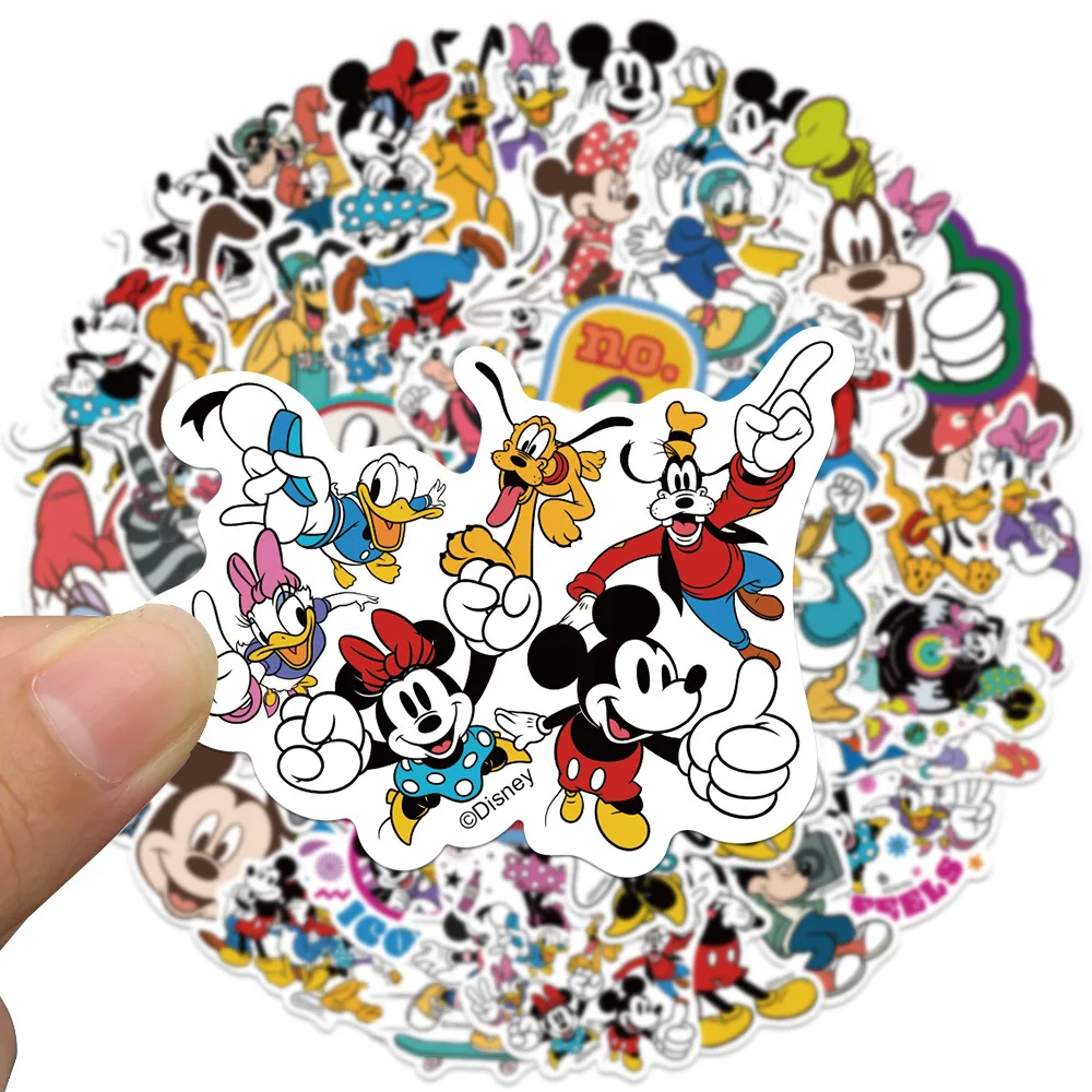 50PCS Disney Movie Minnie Mickey Stickers Anime Decal DIY Skateboard Laptop Motorcycle Cool Cute Cartoon Sticker Pack Kids Toy