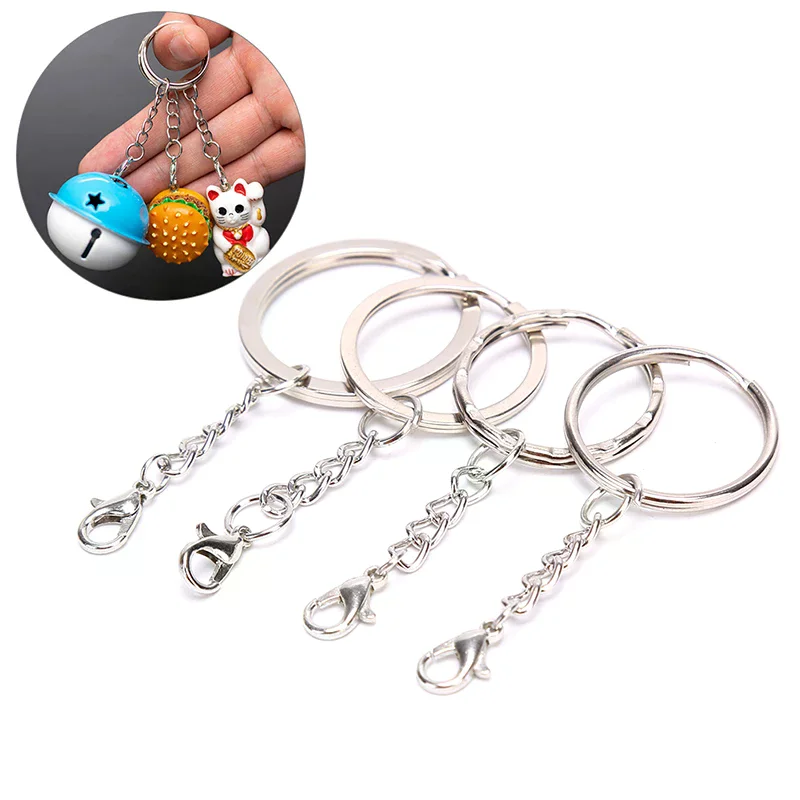 [YU]10Pcs/Set Polished Silver Keyring Split Ring Short Keyring DIY Making Keychains