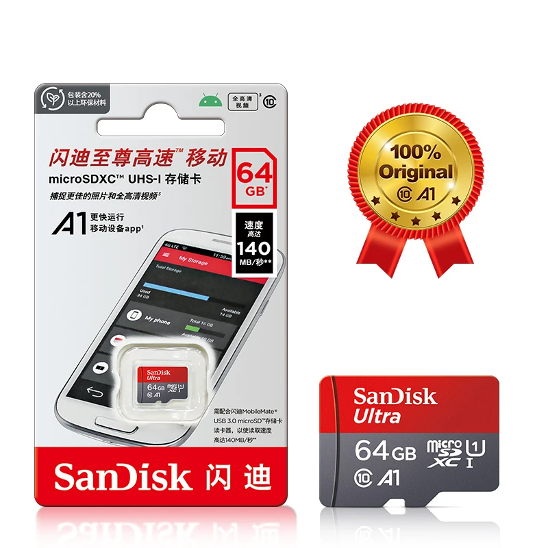 بطاقة ذاكرة SanDisk Micro SD لعام 100% سعة 128 جيجابايت فئة 10 32 جيجابايت 256 جيجابايت بطاقة ذاكرة 64 جيجابايت 512 جيجابايت A1 cartao de memoria للهواتف الذكية/الكمبيوتر اللوحي #3