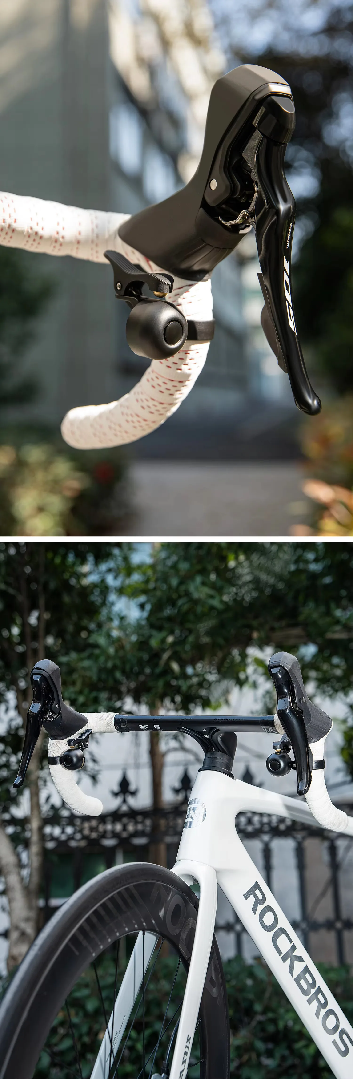 ROCKBROS Fahrradklingel für 1,06-1,18" Lenker, Kupfer, 100dB klarer Klang, rostfrei, wasserdicht, Links-/Rechtsklingel für MTB-Rennrad – Detail 12