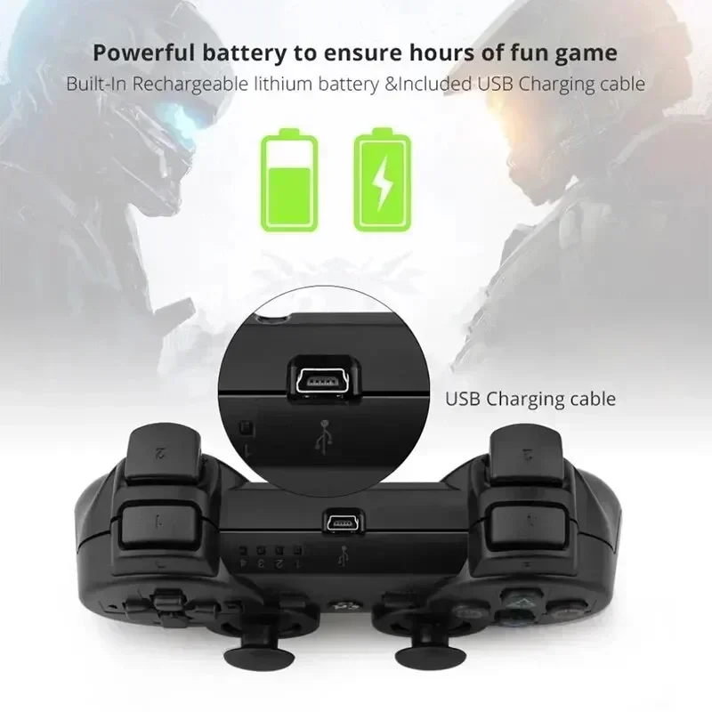 Controller for Sony PS3 Super Slim PC Joystick Gamepad for Play Station 3 Wireless Bluetooth Joy Pad 6 Axis Gyro Dual Vibration image 2