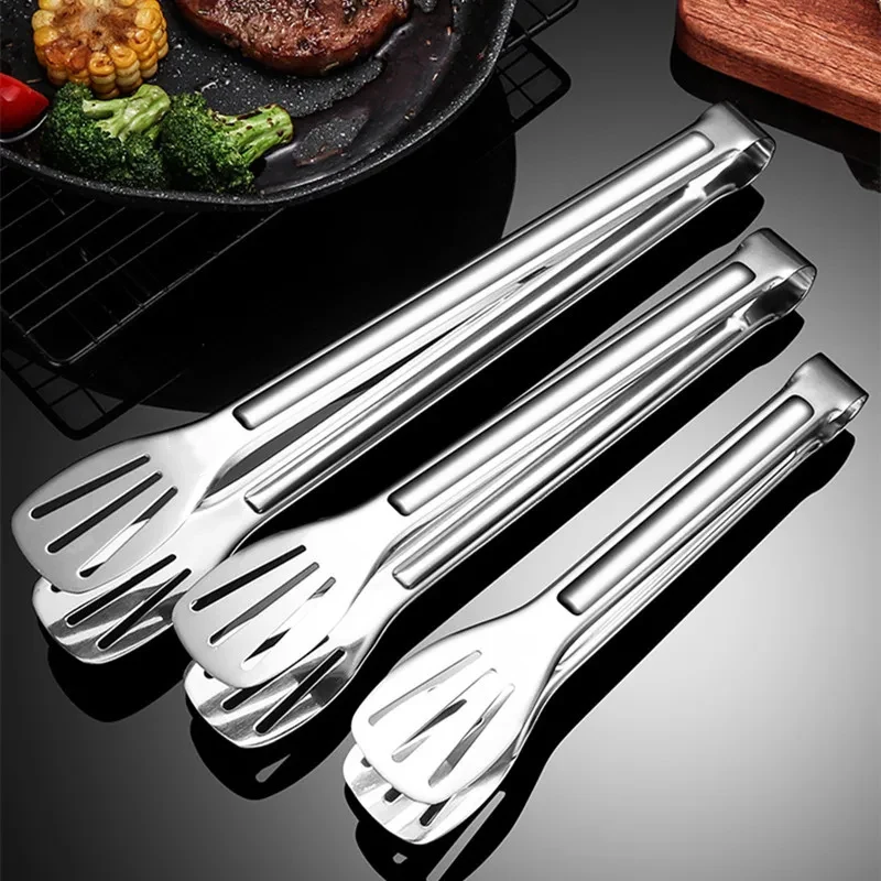 Stainless Steel Food Tongs Meat Salad Bread Clip Barbecue Grill Buffet Clamp Cooking Tools Kitchen Accessories ﻿