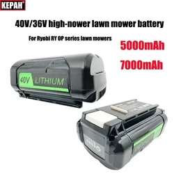 40V 36V 5AH 7AH high-power lithium battery, for Ryobi RY40200 tool battery OP4050 OP4026 , RY40430,Ryobi lawn mower