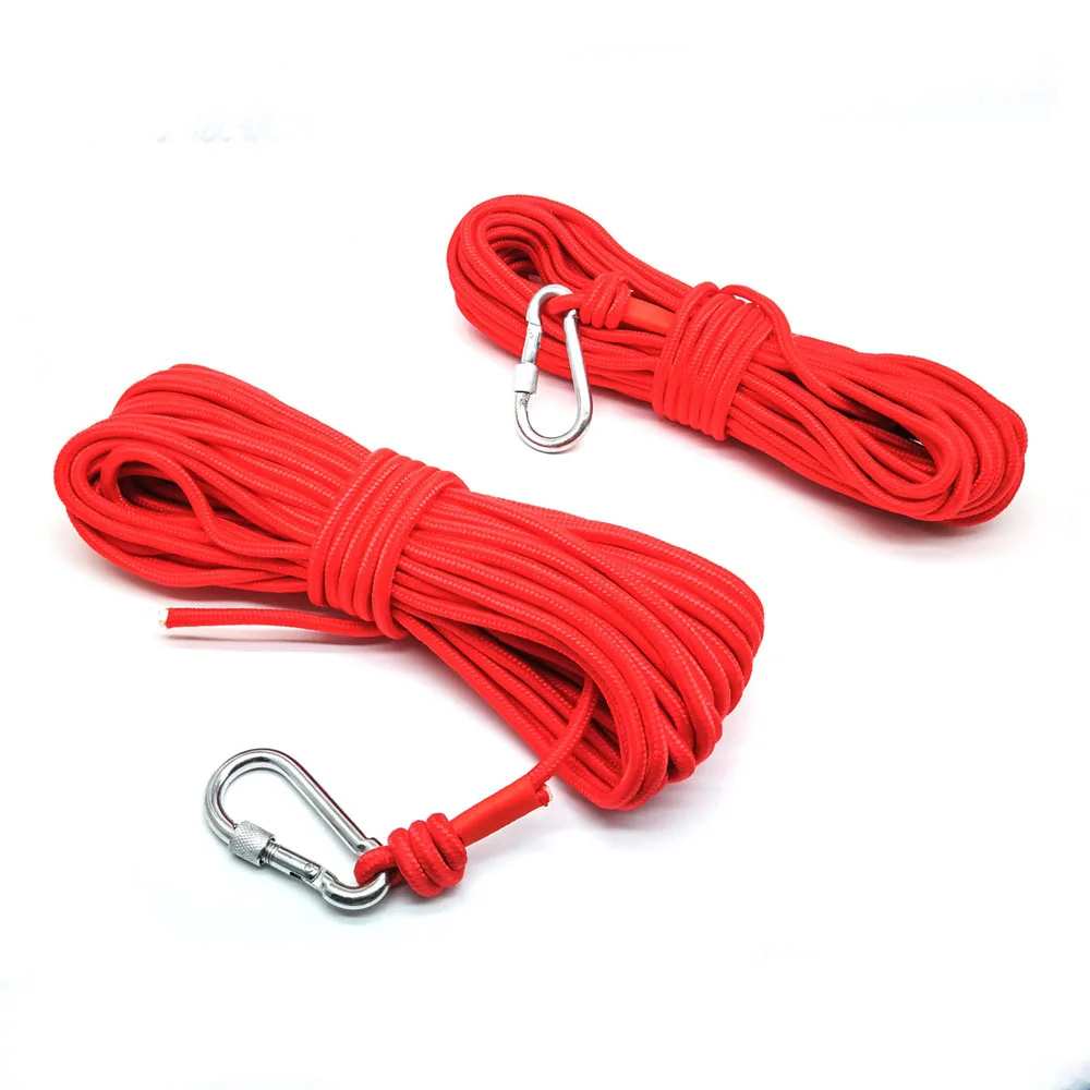 15/10 meter Angeln Magnet Seil Nylon Geflochtene Schwere Seil mit Safe Lock Durchmesser 4mm Sicher Durable