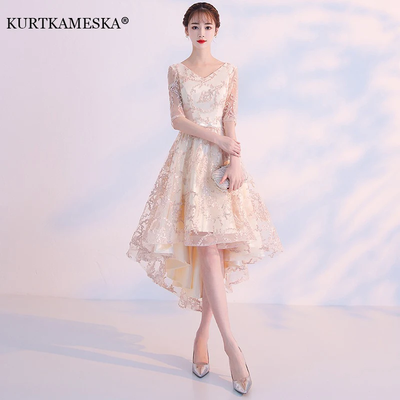 Multi‑Color Elegant Evening Dress V‑Neck Half Sleeve A‑Line High Low Hem Formal Gown Wedding Guest Party Prom Cocktail Dresses