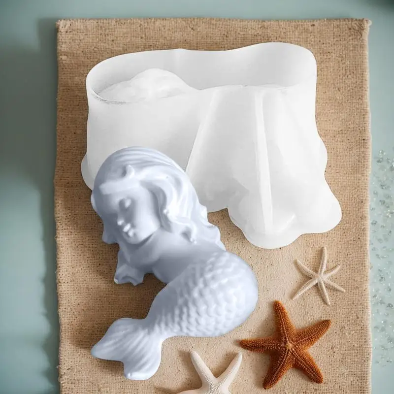 Mermaid Silicone Mold 3D Mermaid Cake Decorations Silicone Chocolate Molds Mermaid Theme Mold For Candles Holiday Relatives