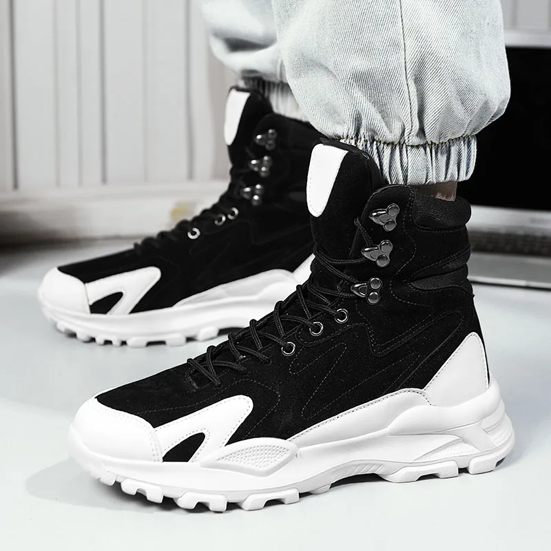 Fashion Men\'s Boots Comfortable Men Casual Shoes Breathable High Top Sneakers for Men Outdoor Non Slip Mens Ankle Boots Platform