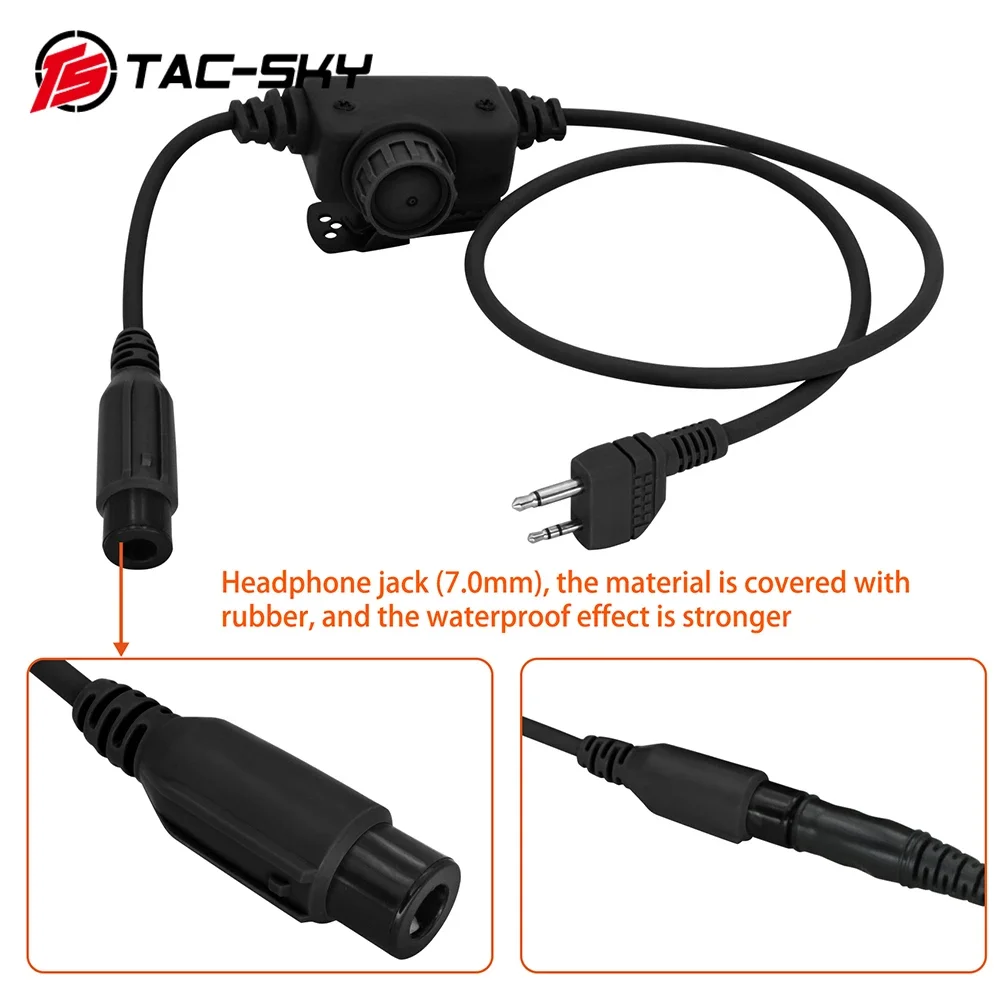 TS TAC-SKY Tactical PTT Adapter RAC PTT Headset Accessory, Tactical Communications Radio Walkie Talkie Shooting Headset Adapter