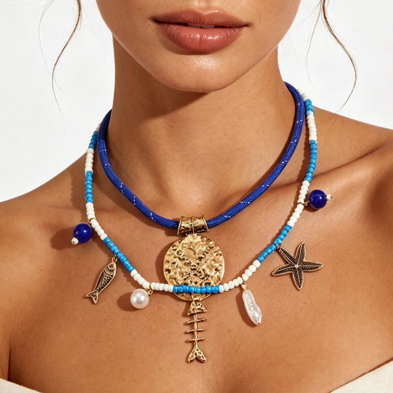 

ZAA Ocean Style Starfish Pearl Beaded Choker Necklaces Trendy Woman Handmade Jewelry Personalized Holiday Party Accessories
