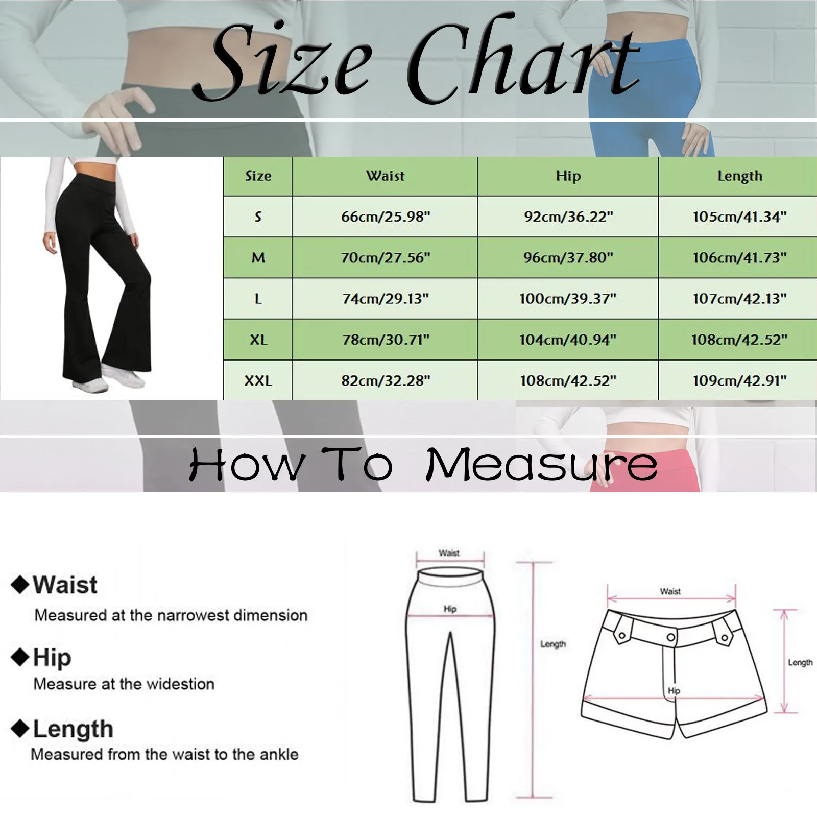 All-match Women Fashion Elastic Waist Black Flared Pants Solid Color High Waist Wide Leg Trousers Casual Hipster Streetwear