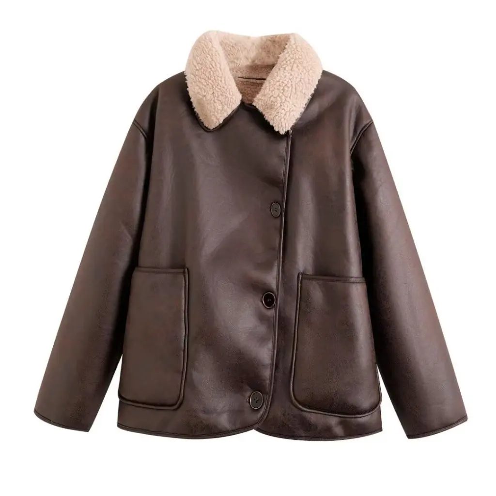 Chaqueta de cuero de imitación Joker para mujer, ropa de abrigo informal, abrigo de estilo americano y europeo, holgado, para invierno