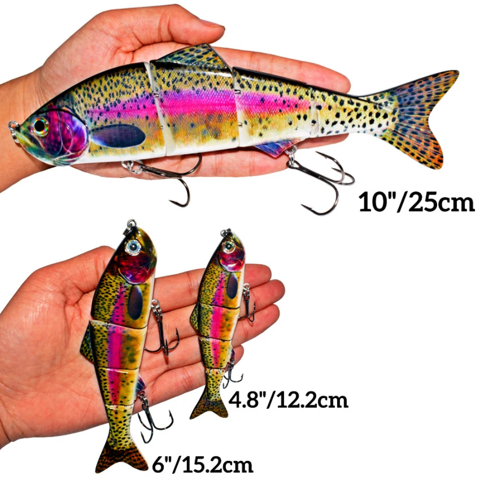 Abziyat Fishing Lures 4section Hard Tail Minnow Lure Swimbait Crankbait Fishing Tool Hunting Ice Fishing Bait Lifelike Fish