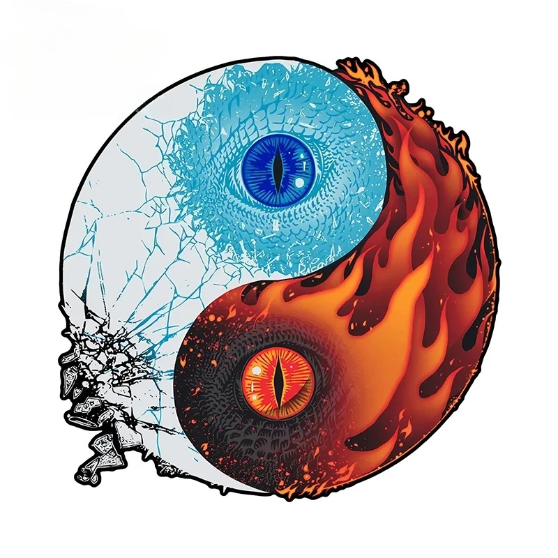 

Tai Chi Snake Eyes Car Sticker Original Ice and Fire Graphics Sunscreen Decal Laptop Creative Scratch-Proof Decor